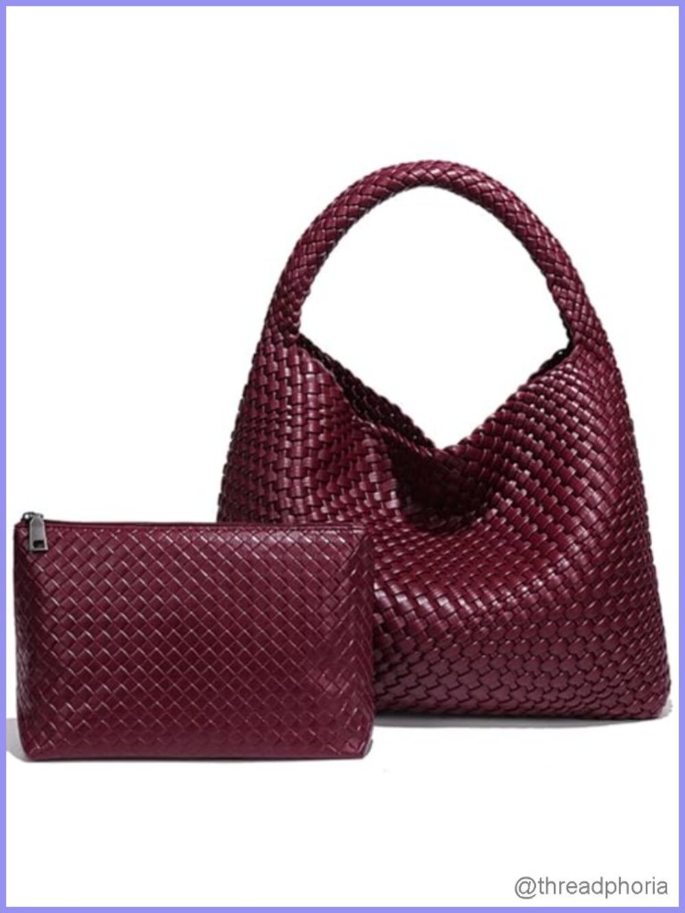 Woven Hobo Shoulder Bag Large Tote with Matching Clutch Lightweight